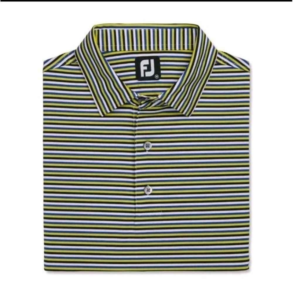 FOOTJOY Men's Multi Stripe Lisle Collar Polo Shirt Performance Sz XL Colorful